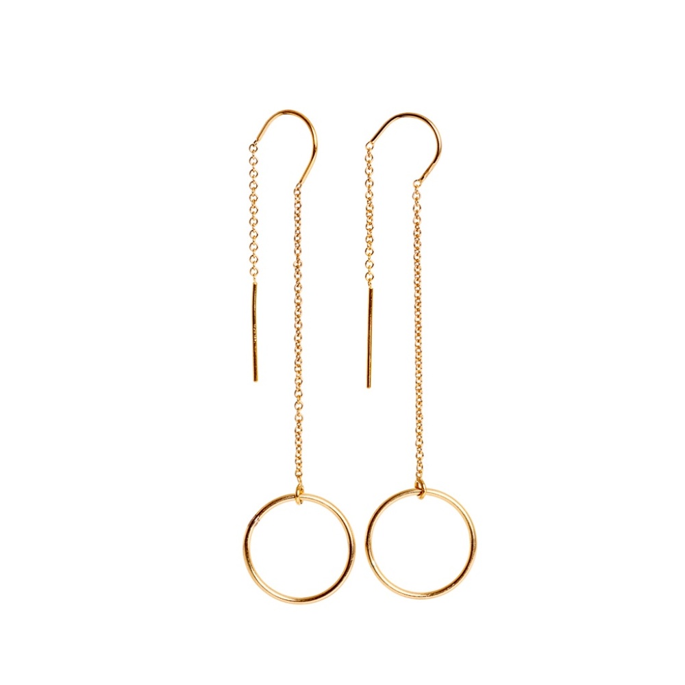 Gold Circle Thread Earrings